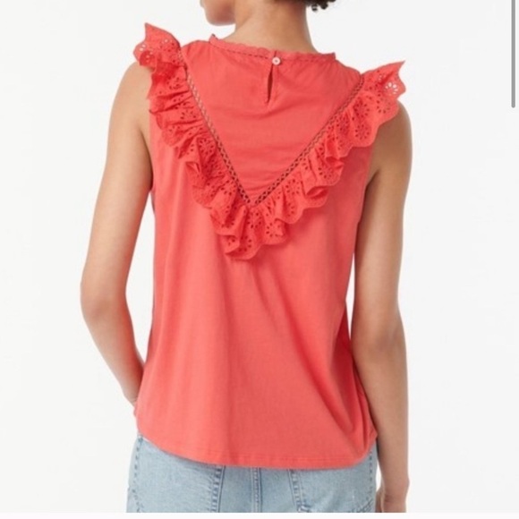 J Crew Eyelet ruffle-front tank AW141 - Picture 2 of 4